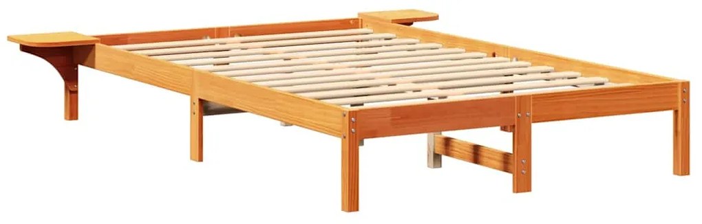 vidaXL Πλαίσιο κρεβατιού με κομοδίνα Καφέ 135 x 190 cm Καφέ κεριού