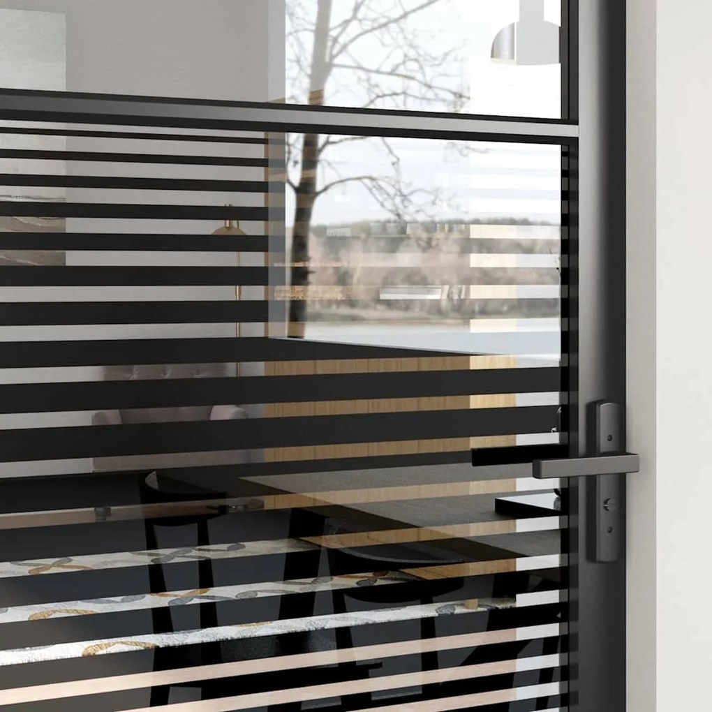 vidaXL Γυάλινη πόρτα Ριγέ Μαύρο 76 x 3.5 x 201.5 εκ Αλουμίνιο