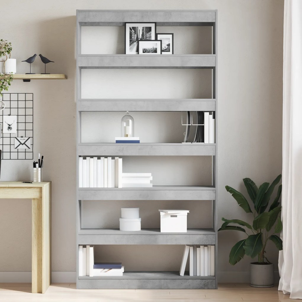 vidaXL Βιβλιοθήκη Γκρι Επεξεργασμένο ξύλο 100 x 30 x 198 εκ. Βιβλιοθήκη