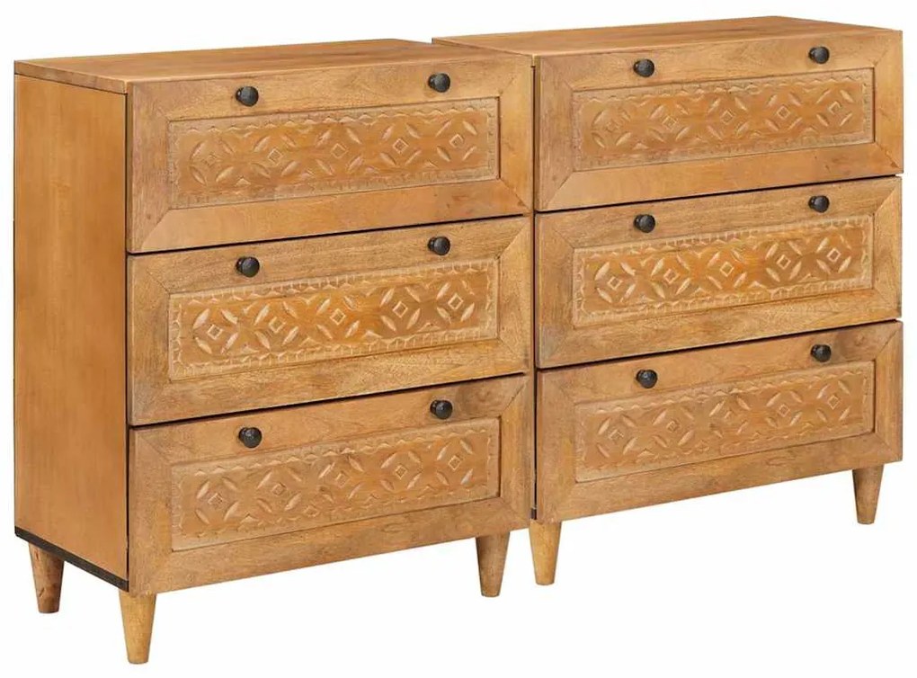 vidaXL Πλαϊνό γραφείο 2 pcs Καφέ 60 x 33 x 75 cm Μασίφ ξύλο μάνγκο