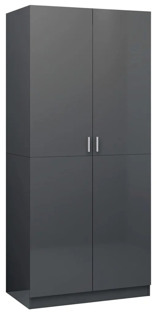 vidaXL Ντουλάπα Γυαλιστερό Γκρι 90 x 52 x 200 εκ. από Μοριοσανίδα