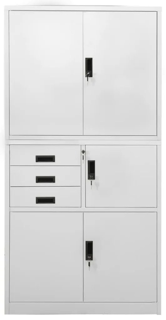 vidaXL Ντουλάπα Γραφείου Ανοιχτό Γκρι 90 x 40 x 180 εκ. Ατσάλινη