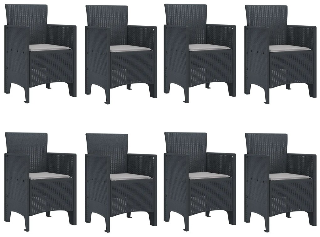 vidaXL Σετ Τραπεζαρίας Κήπου 9 pcs Ανθρακί 250 x 100 x 73 εκ