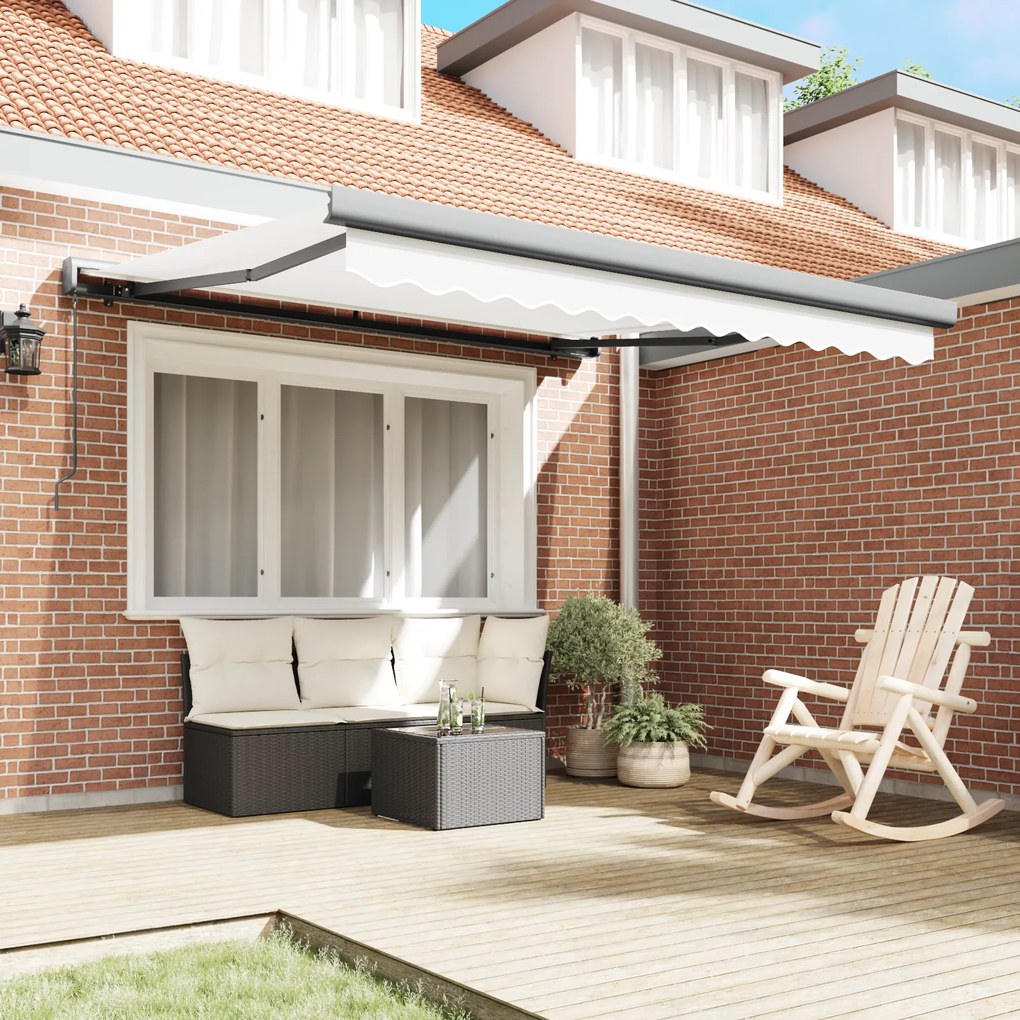 vidaXL Χειροκίνητη ανασυρόμενη τέντα Λευκή 350x250 cm