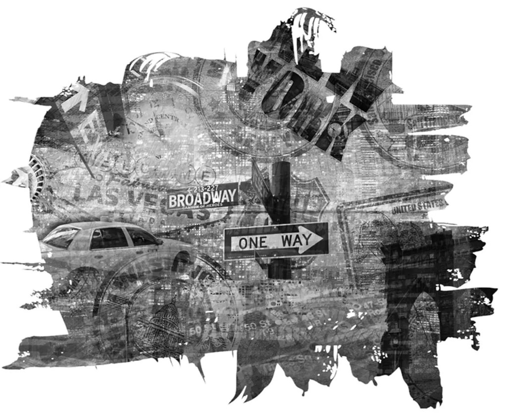 Φωτοταπετσαρία - Black-and-white New York collage 250x193