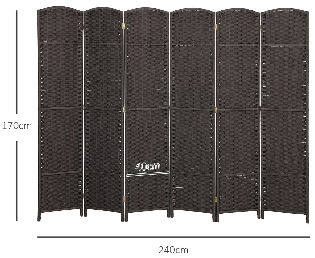 HOMCOM Διαχωριστικό δωματίου 6 πάνελ, πτυσσόμενο, για σαλόνι, υπνοδωμάτιο, γραφείο, καφέ