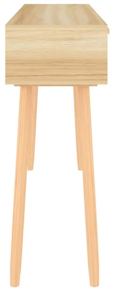 vidaXL Τραπέζι Κονσόλα Καφέ 105x30x75 εκ. Μασίφ Πεύκο &amp; Φυσικό Ρατάν