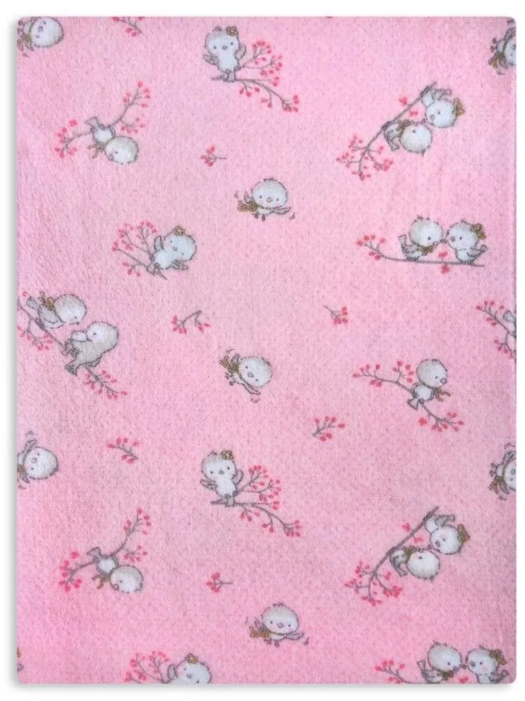 Φανελένια Παπλωματοθήκη Κούνιας (120x160) Dimcol Birds 15 Pink