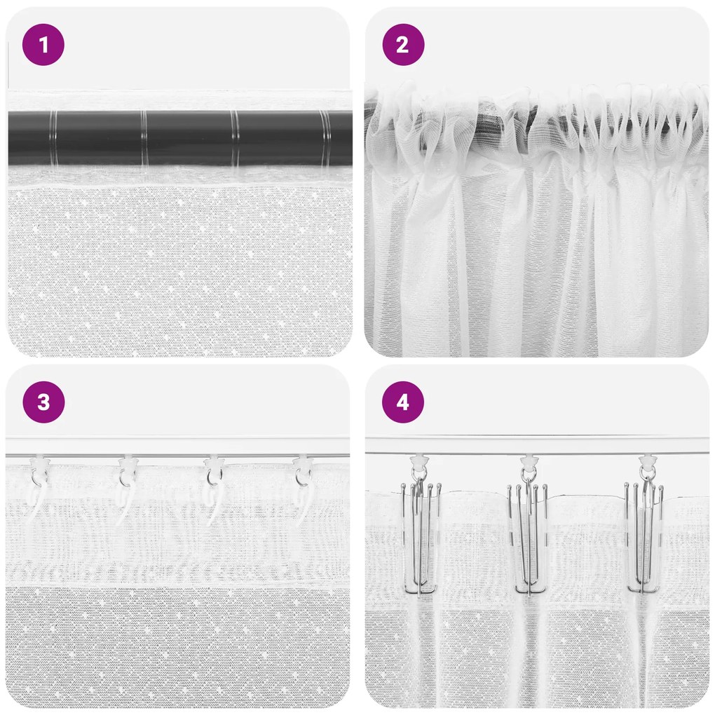 vidaXL Κουρτίνες με κουρτίνες Floral Λευκό 400 x 240 εκ. Πολυεστέρας