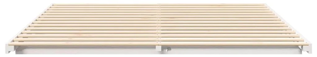 vidaXL Κρεβάτι δαπέδου Λευκό 200 x 210 cm Μασίφ ξύλο πεύκου