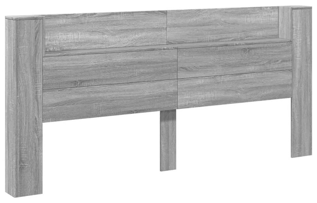vidaXL Κεφαλάρι με Αποθηκ. Χώρο &amp; LED Γκρι Sonoma 220x16,5x103,5 εκ.