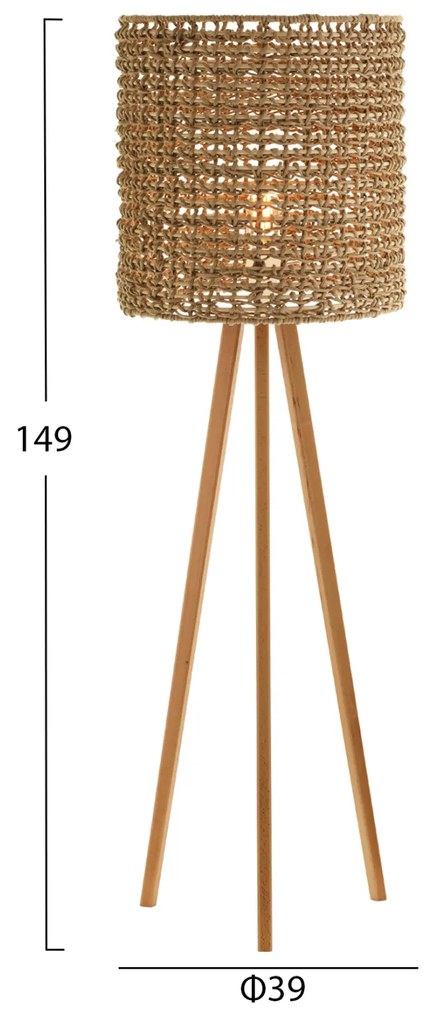 ΕΠΙΔΑΠΕΔΙΟ ΦΩΤΙΣΤΙΚΟ HM4352 RUBBERWOOD-RATTAN-SEAGRASS ΣΕ ΦΥΣΙΚΟ Φ39x149Υεκ. - 0512250 - HM4352