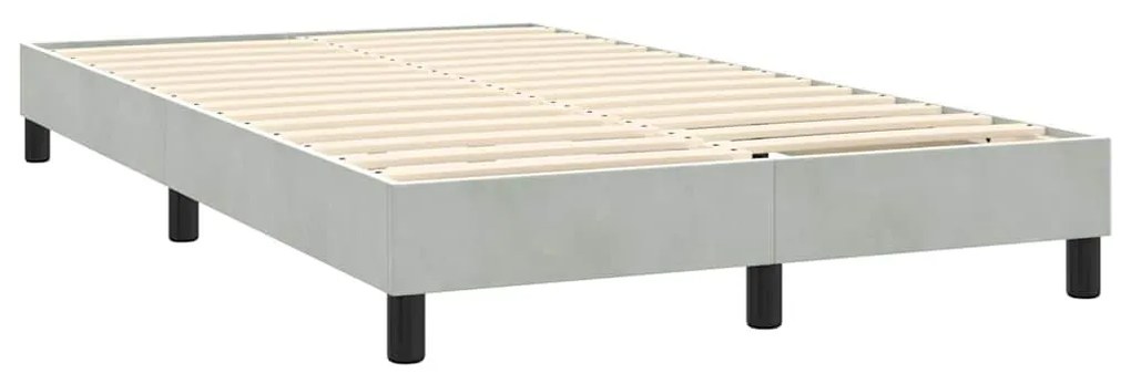 Κρεβάτι Boxspring με Στρώμα Ανοιχτό Γκρι 120x220 εκ. Βελούδινο - Γκρι