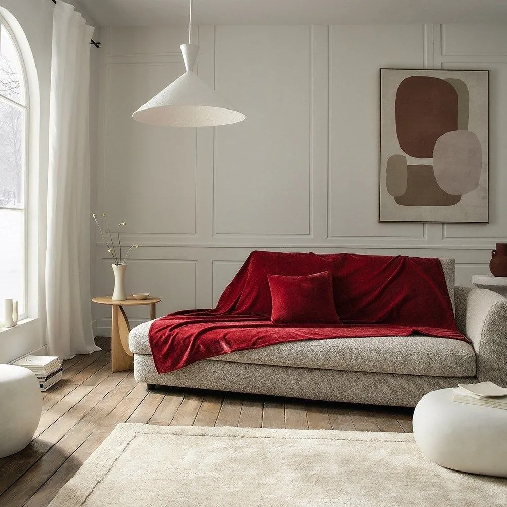 Ριχτάρι Luna 427/02 Red Velvet Gofis Home Three-Seater 180x310cm Πολυέστερ