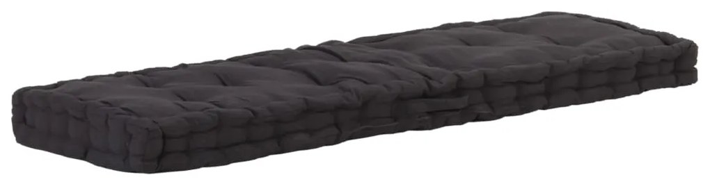 vidaXL Μαξιλάρα Δαπέδου / Παλέτας Μαύρη 120 x 40 x 7 εκ. Βαμβακερή