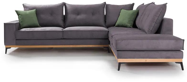 Γωνιακός καναπές αριστερή γωνία Luxury II pakoworld ύφασμα ανθρακί-κυπαρισσί 290x235x95εκ - Ύφασμα - 168-000011