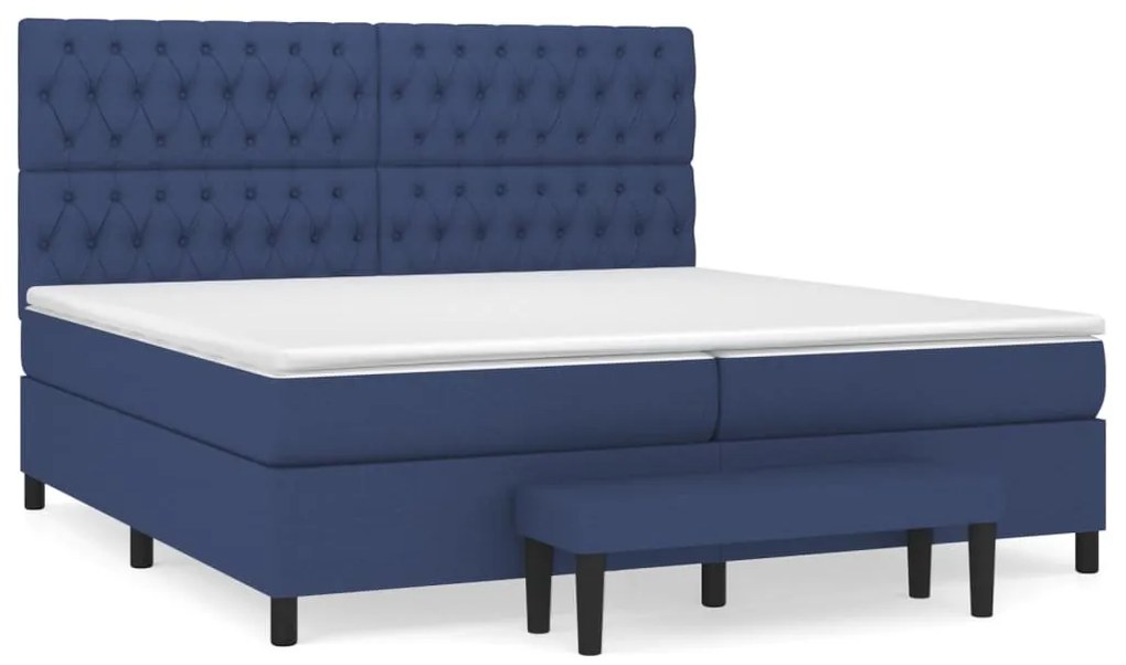 vidaXL Κρεβάτι Boxspring με Στρώμα Μπλε 200x200 εκ. Υφασμάτινο