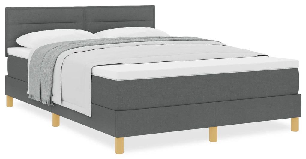 vidaXL Box Spring Κρεβάτι με Στρώμα Σκούρο Γκρι 140x190 εκ. Ύφασμα