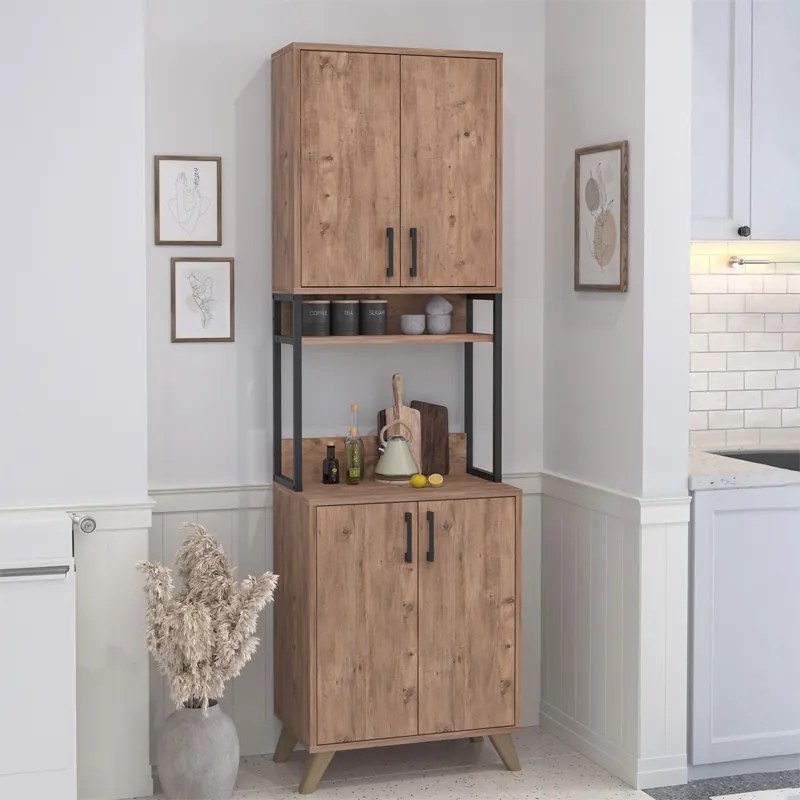 Έπιπλο κουζίνας Sedef Megapap χρώμα pine oak 61x40x202,1εκ. - 0267146