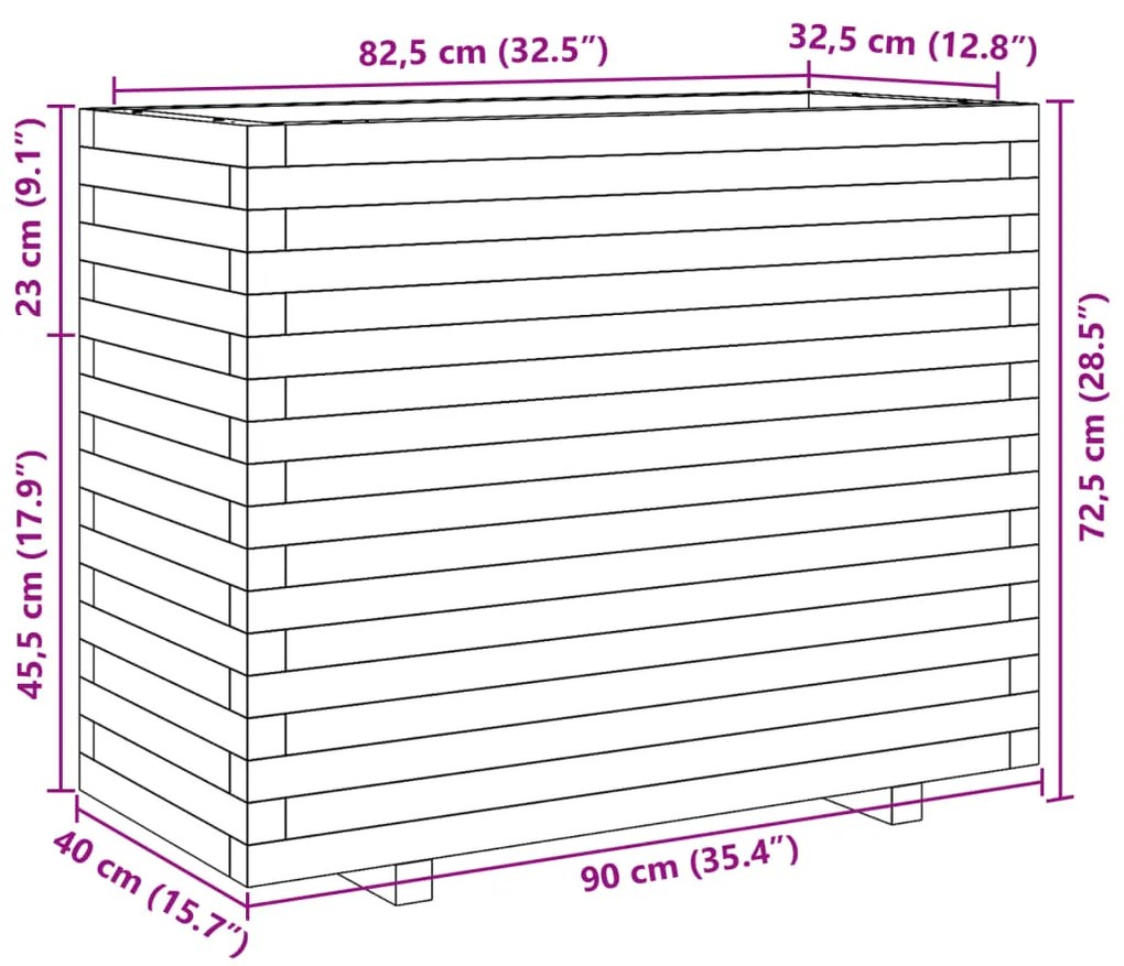 ΖΑΡΝΤΙΝΙΕΡΑ ΚΗΠΟΥ ΛΕΥΚΗ 90X40X72,5 ΕΚ. ΑΠΟ ΜΑΣΙΦ ΞΥΛΟ ΠΕΥΚΟΥ 3282595