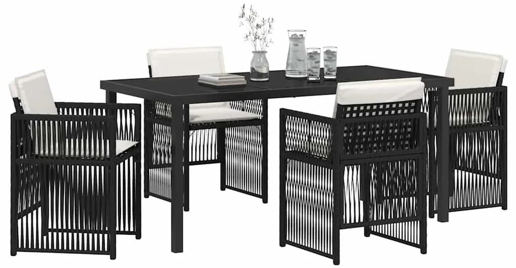 vidaXL Σέτ φαγητού για κήπο 5 pcs Μαύρο Πολυ ράταν