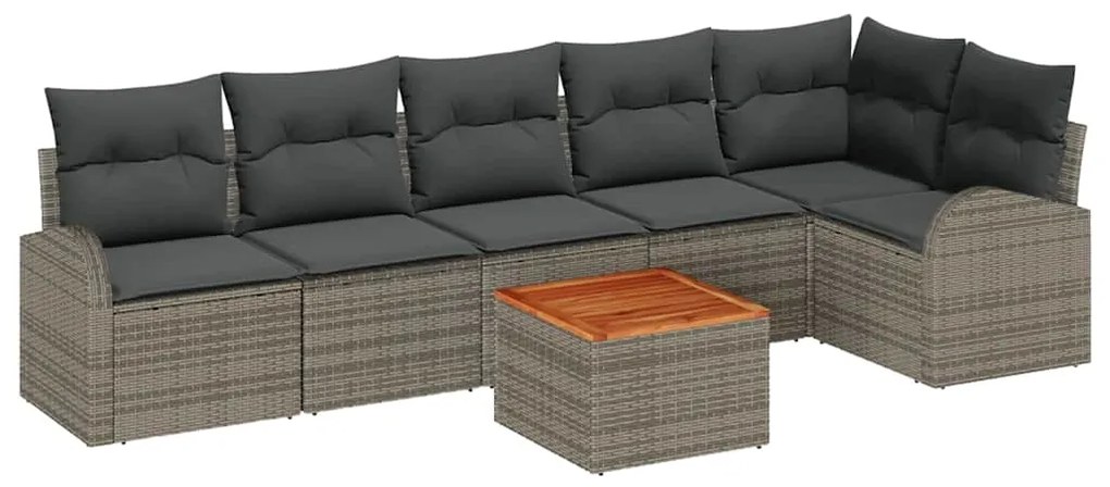vidaXL Σετ Καναπέ Κήπου 7 pcs Γκρι Πολυ ράταν