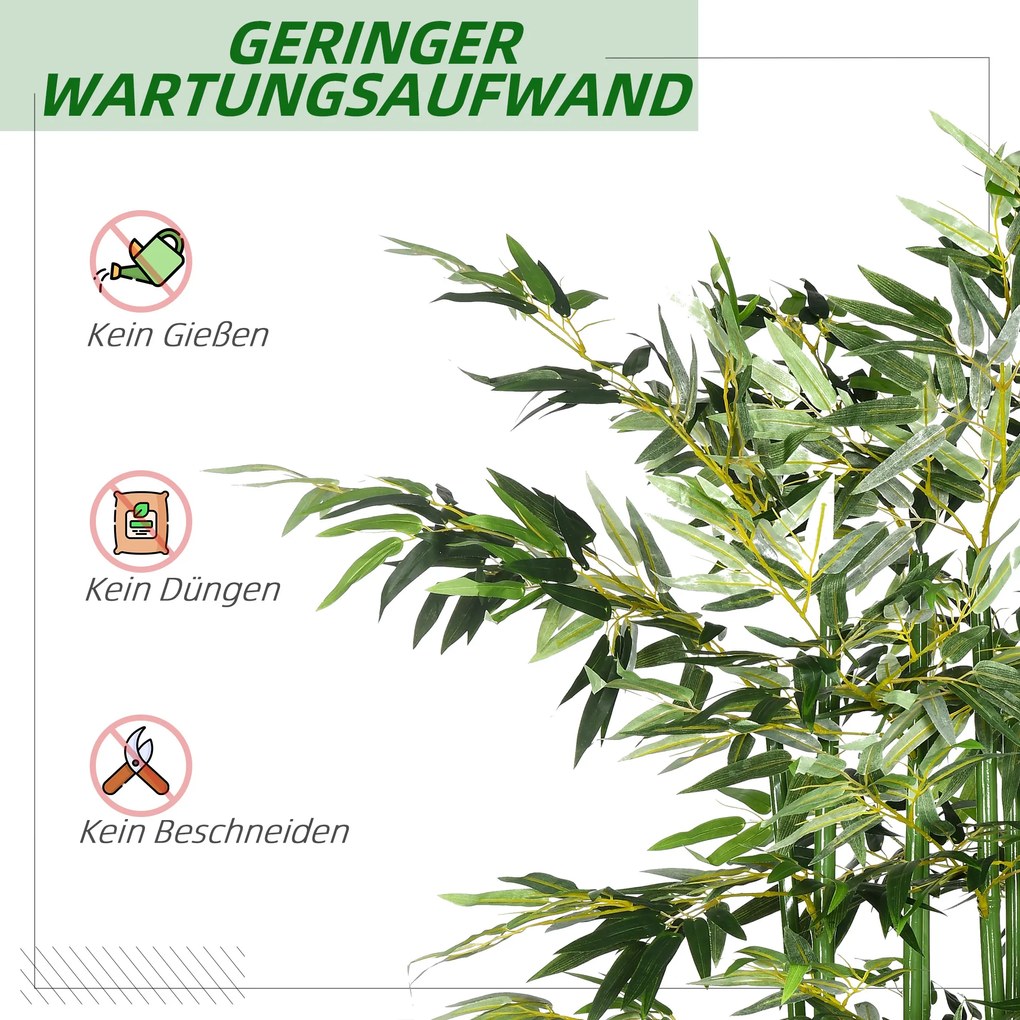 HOMCOM Τεχνητό Μπαμπού, Τεχνητό Φυτό, Διακοσμητικό Φυτό, Ρεαλιστική Όψη, Εύκολη Συντήρηση, για Οικιακή Χρήση, Ύψος 180 εκ., Πράσινο