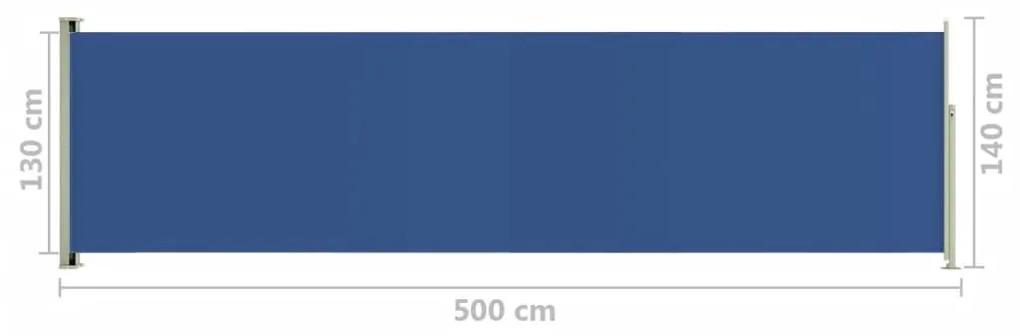 Σκίαστρο Πλαϊνό Συρόμενο Βεράντας Μπλε 140 x 500 εκ. - Μπλε