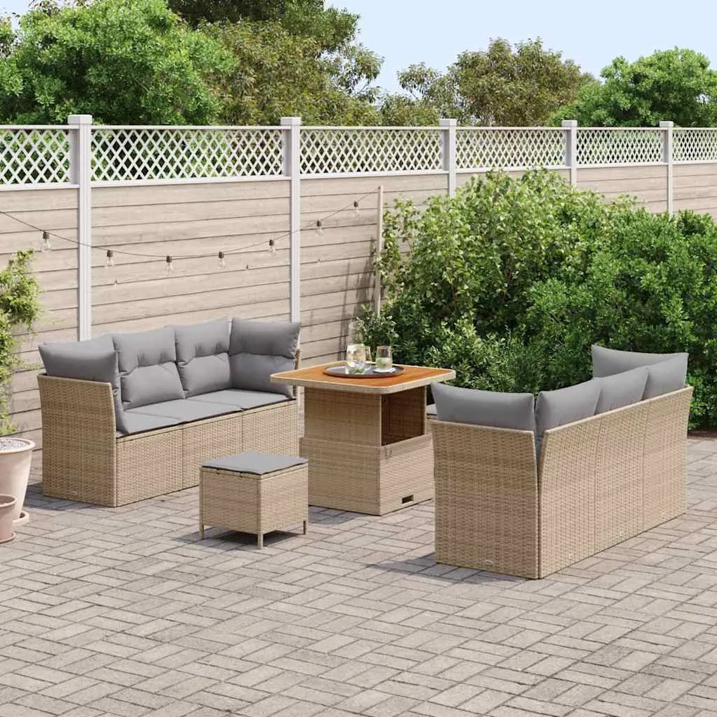 vidaXL Σετ Καναπέ Κήπου 9 pcs μπεζ και ανοιχτό γκρι 80 x 80 x 71 cm