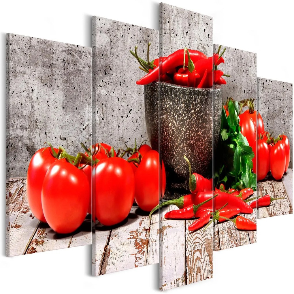 Πίνακας - Red Vegetables (5 Parts) Concrete Wide 100x50