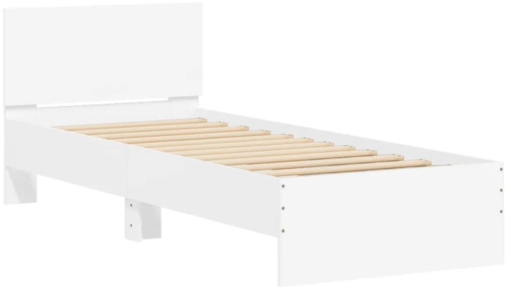 vidaXL Πλαίσιο Κρεβατιού με Κεφαλάρι/LED Λευκό 90 x 190 εκ.