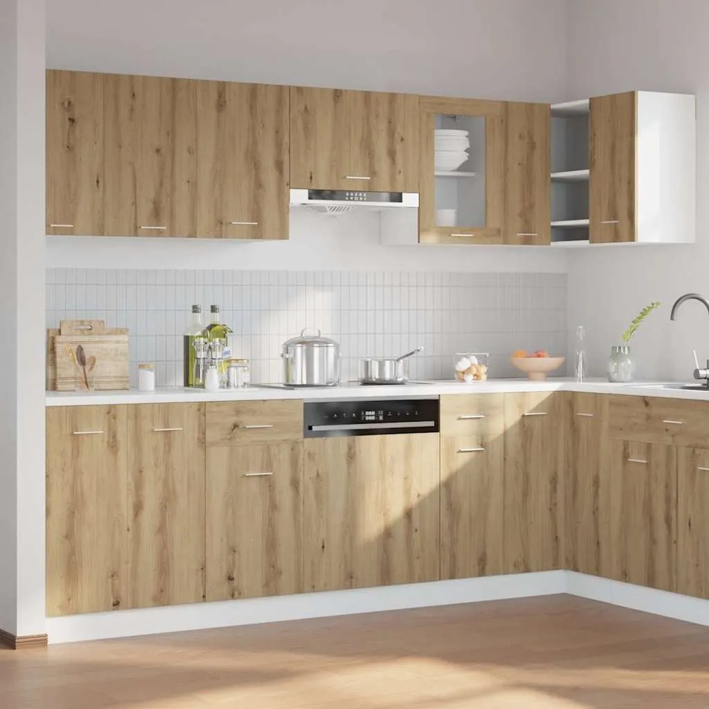 vidaXL 11 τεμαχίων σετ ντουλαπιών κουζίνας Artisan Oak Engineered Wood