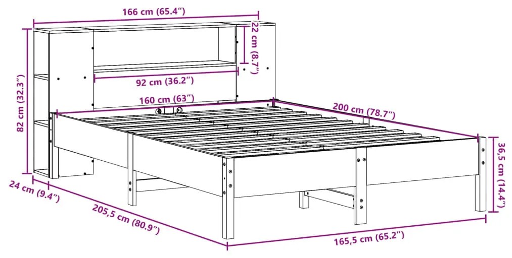 ΚΡΕΒΑΤΙ ΒΙΒΛΙΟΘΗΚΗ ΧΩΡΙΣ ΣΤΡΩΜΑ 160X200 ΕΚ ΜΑΣΙΦ ΞΥΛΟ ΠΕΥΚΟΥ 3322826