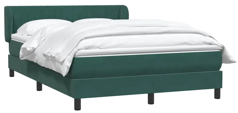 vidaXL Κρεβάτι Boxspring με Στρώμα Σκούρο Πράσινο 140x210εκ. Βελούδινο