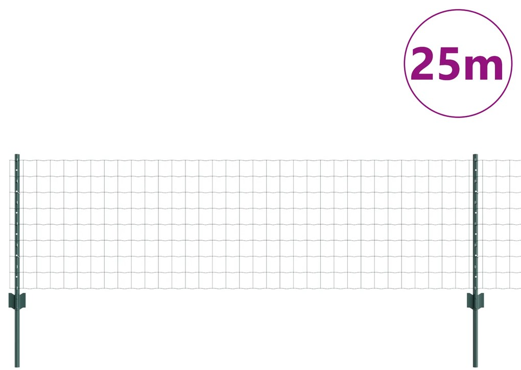 vidaXL Ευρωπαϊκή Επί Fence με 11 U Posts Πράσινο 0,6x25 μ Ατσάλι