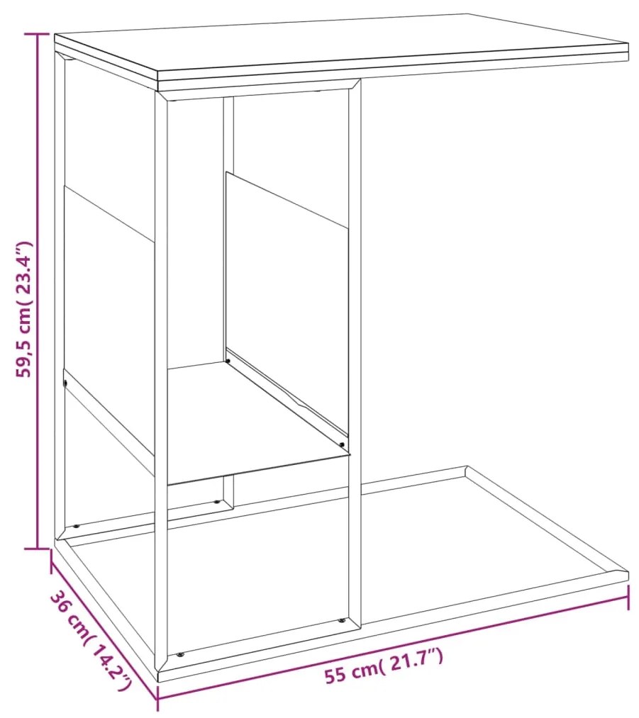 vidaXL Τραπέζι Βοηθητικό Μαύρο 55x36x59,5 εκ. από Επεξεργασμένο Ξύλο