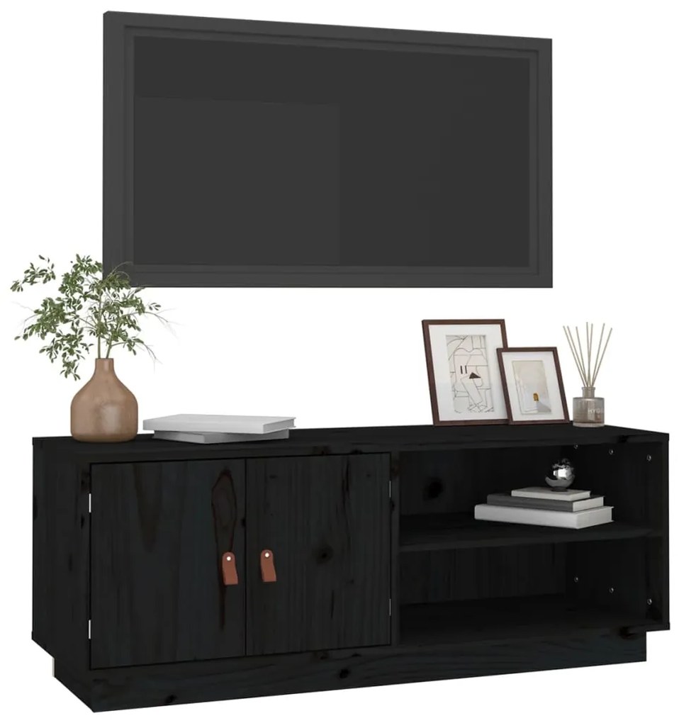 vidaXL Έπιπλο Τηλεόρασης Μαύρο 105x34x40 εκ. από Μασίφ Ξύλο Πεύκου