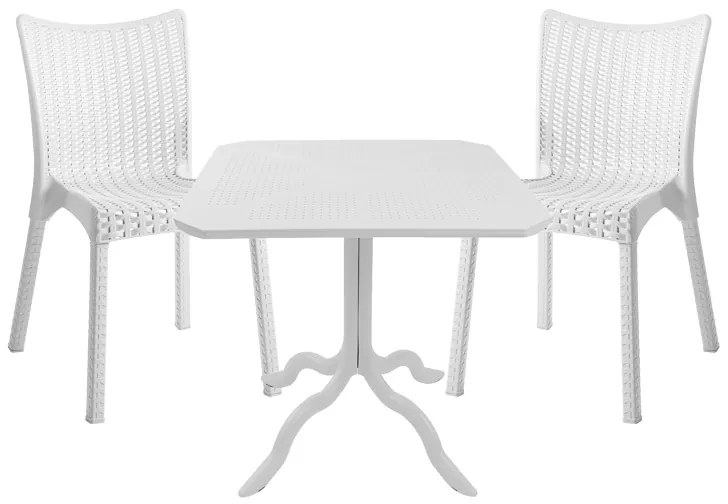 Τραπεζαρία Icon-Confident pakoworld σετ 3τεμ PP σε λευκή απόχρωση