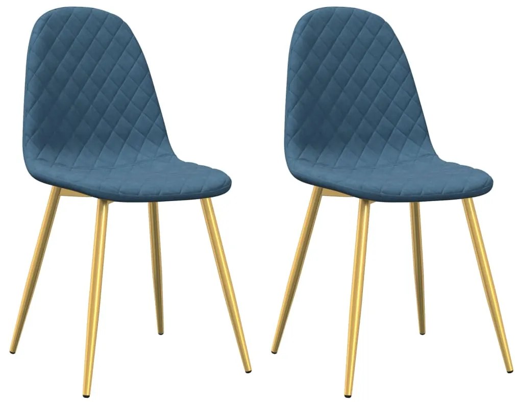 vidaXL Καρέκλες Τραπεζαρίας 2 τεμ. Μπλε Βελούδινες