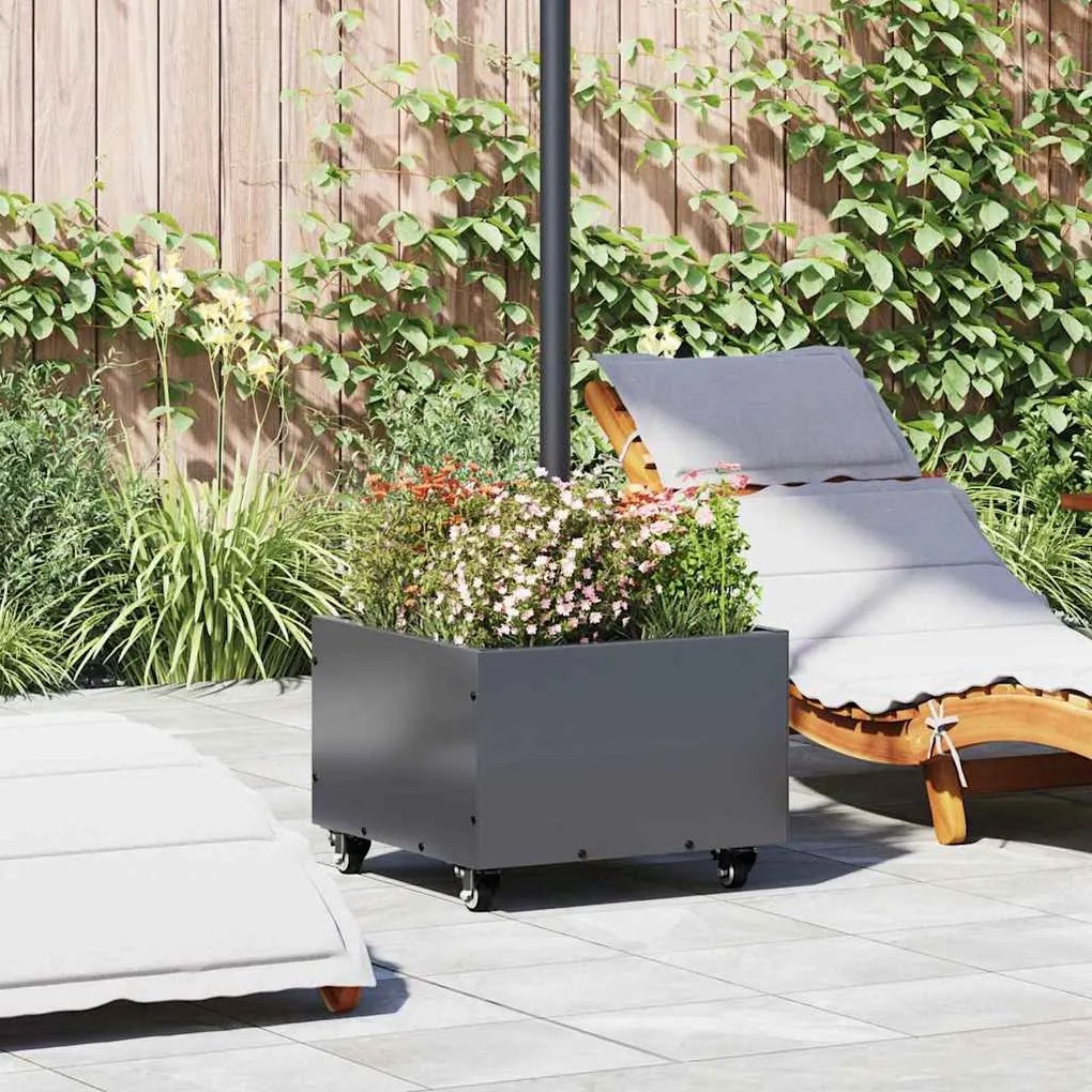 vidaXL Βάση Παρασόλ με Γλάστρα Ανθρακί 45 x 45 x 45 cm Ατσάλι