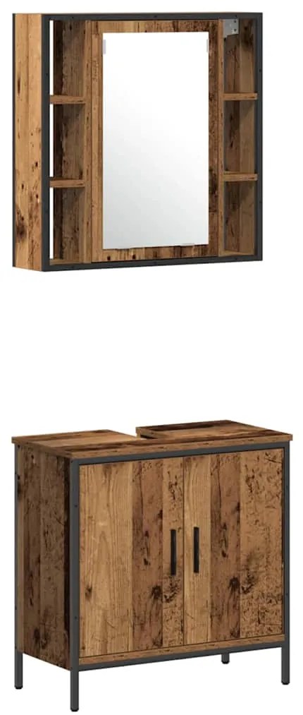 vidaXL Σετ Επίπλων Μπάνιου με ράφι Άλλο 4 pcs Καφέ 33 x 33 x 185.5 εκ