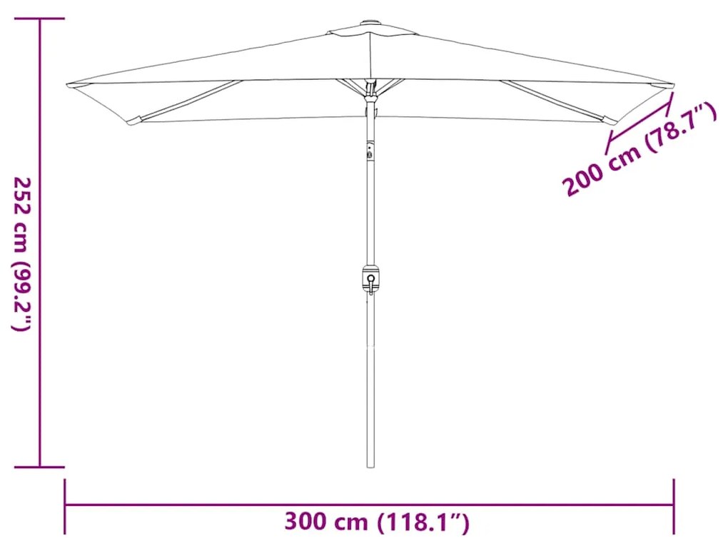 Ομπρέλα Κήπου Χρώμα Taupe 300 x 200 εκ. με Μεταλλικό Ιστό 44502