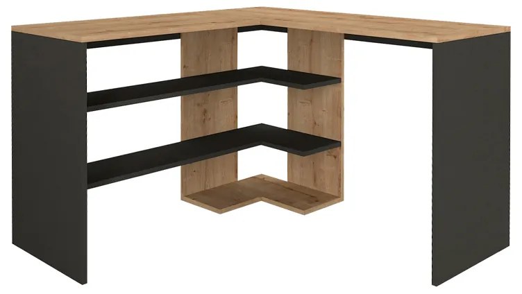 ΓΡΑΦΕΙΟ ΕΡΓΑΣΙΑΣ STYLO MEGAPAP ΧΡΩΜΑ SAPPHIRE OAK -  ΑΝΘΡΑΚΙ 120X120X73,8ΕΚ.