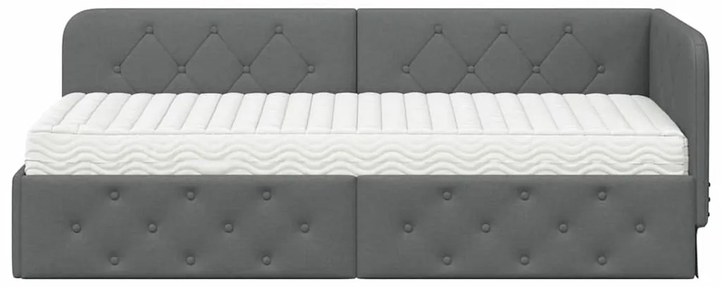 vidaXL Κρεβάτι Γωνίας με στρώμα Σκούρο Γκρι 80 x 200 cm ύφασμα