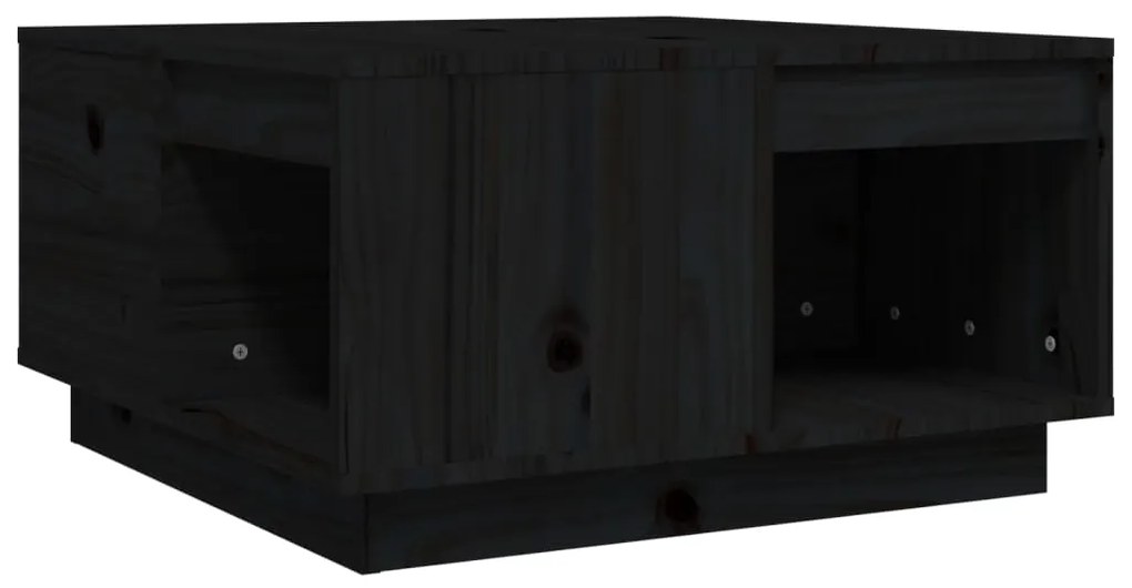 vidaXL Τραπεζάκι Σαλονιού Μαύρος 60x61x32,5 εκ. από Μασίφ Ξύλο Πεύκου