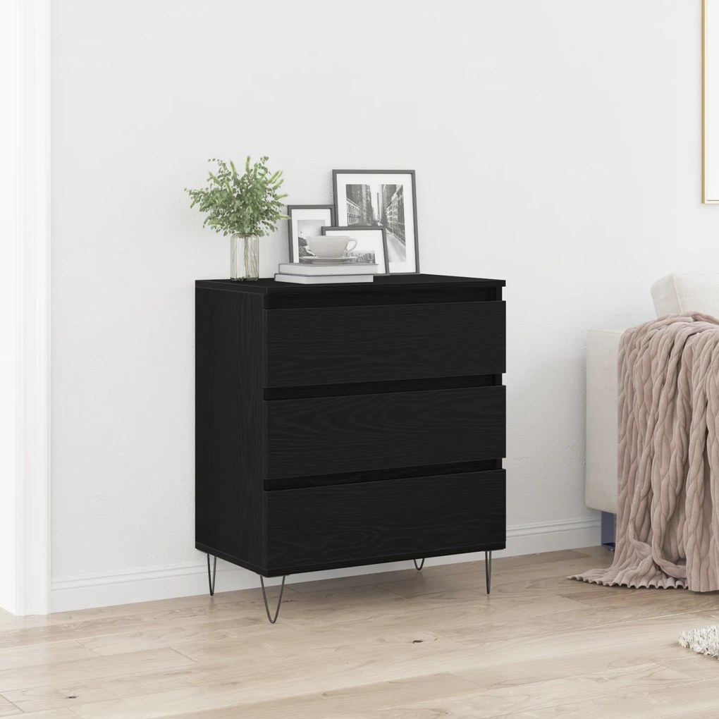 vidaXL Μπουφές με Συρτάρια Μαύρο Ξύλο 60x35x70 εκ. Κατασκευασμένο από Συνθετικό Ξύλο