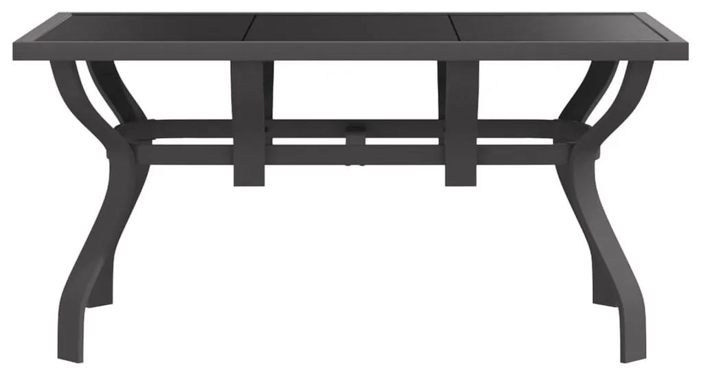 Τραπέζι Κήπου Γκρι &amp; Μαύρο 140x70x70 εκ. από Ατσάλι και Γυαλί - Γκρι