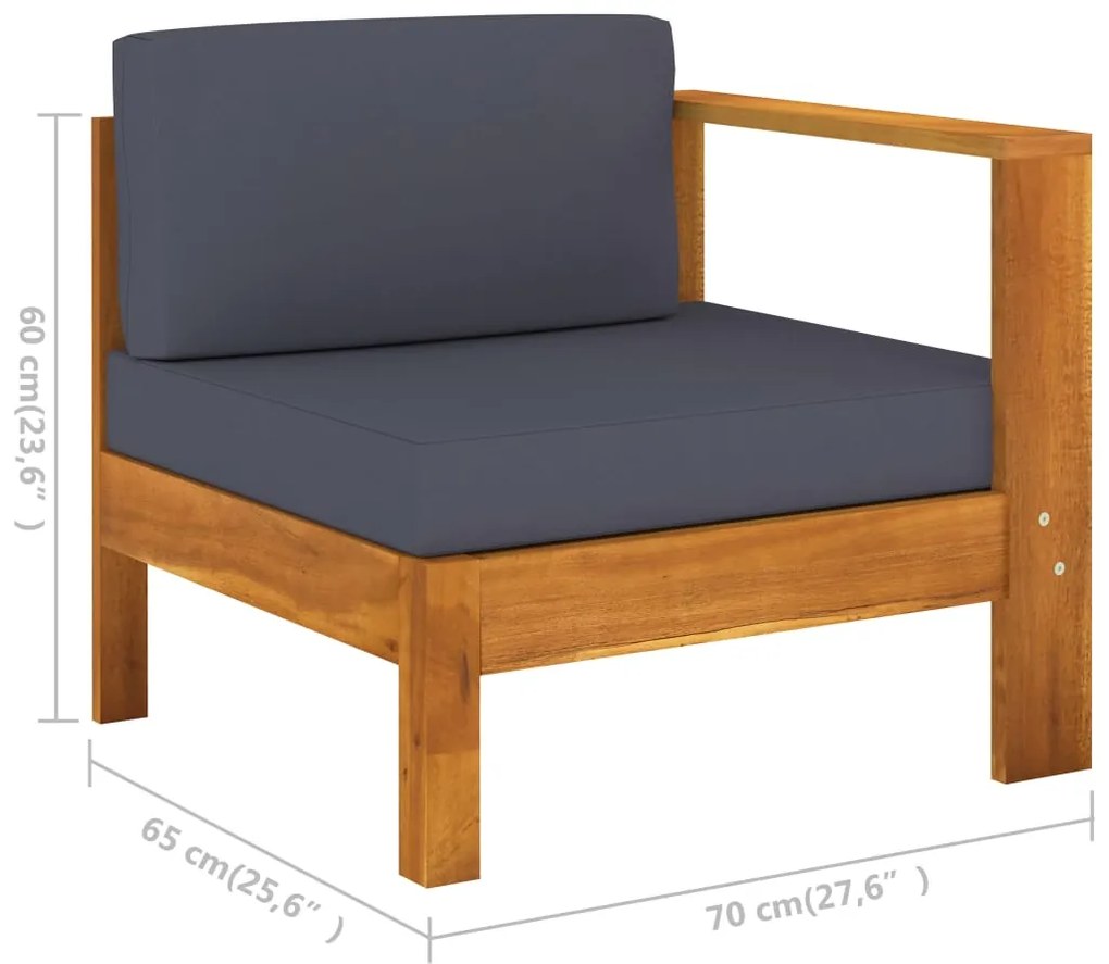 vidaXL Σαλόνι Κήπου 9 Τεμαχίων Ξύλο Ακακίας με Σκούρα Γκρι Μαξιλάρια