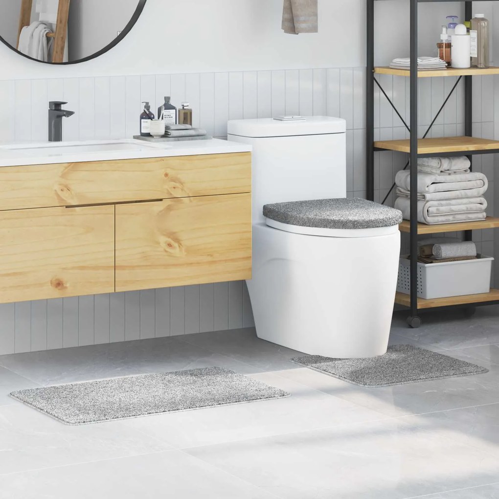 Σετ Μάτ Μπάνιου Αντιολισθητικό 3 pcs Γκρι PP