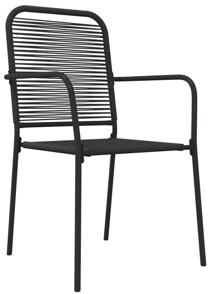 vidaXL Σετ Τραπεζαρίας Κήπου 7 Τεμαχίων Μαύρο Βαμβακερό Σχοινί/Ατσάλι